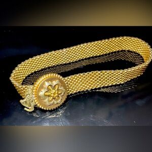 Antique Victorian 1871 Gold Mesh Tassel Slide Bracelet 9.5”
